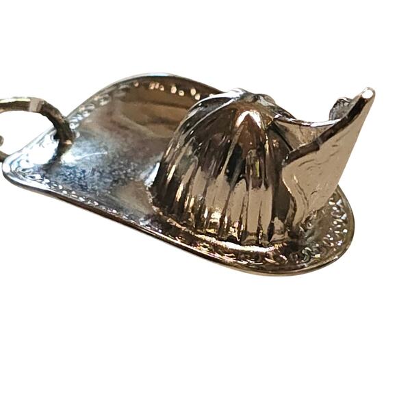 Vintage J.M. Fisher Co. Sterling Silver Fire Fighter Helmet Charm Bracelet 7" - Picture 3 of 8